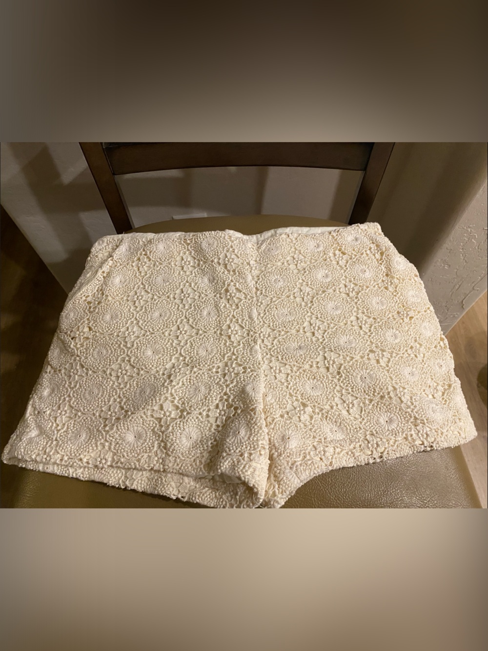 Forever 21 Cream Crochet High-Waist Shorts